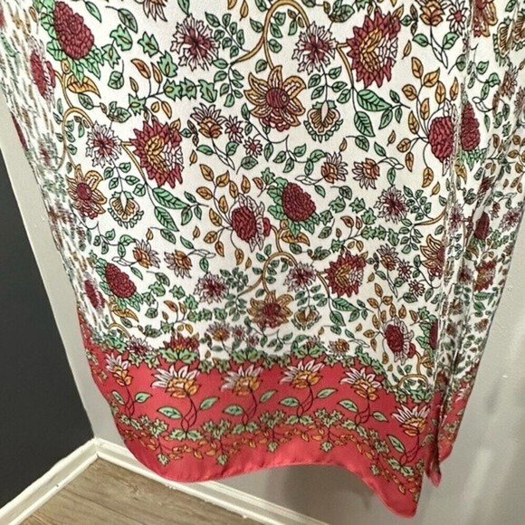 Max Studio Floral Print Cap Sleeve Asymmetrical Side Tie Blouse Woman's Size M - Picture 13 of 16